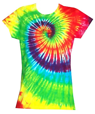 Ladies Tie Dye T Shirt  Bright Rainbow Hand Dyed In The UK By Sunshine Clothing • £16.75