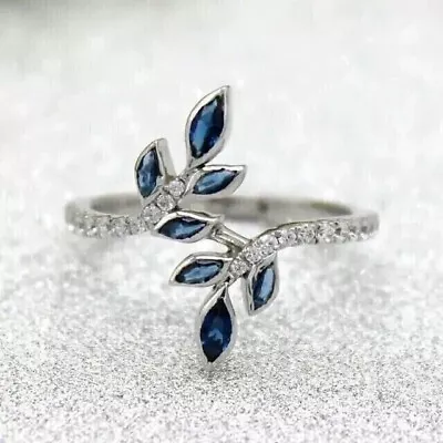 2Ct Marquise Cut Simulated Sapphire Beautiful Bypass Ring 14k White Gold Plated • $66.74