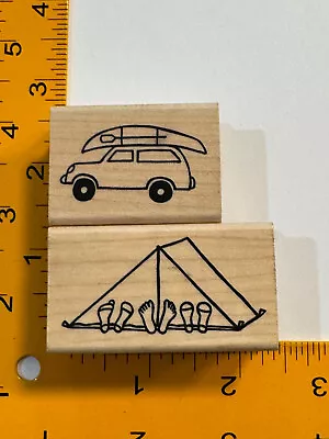 Fishing Trip & Tent Rubber Stamp A Muse Arts - Camping! • $8.99