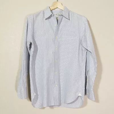 J.Crew Men's SM Light Blue/White Striped 2-Ply Long Sleeve Button-Up Shirt • $25