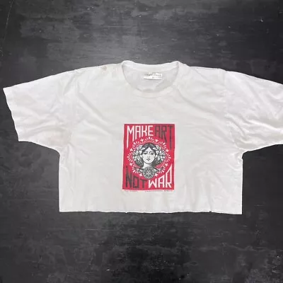 Make Art Not War 2005 Shepard Fairey Cropped Graphic T-shirt MEDIUM • $16