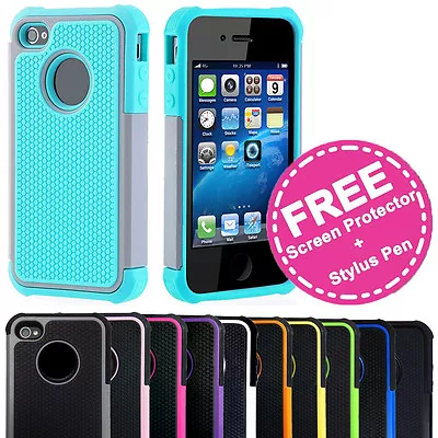 Shockproof Tough Heavy Duty Armor Tradie Shock Cover Case For Apple IPhone 4S 4 • $8.95