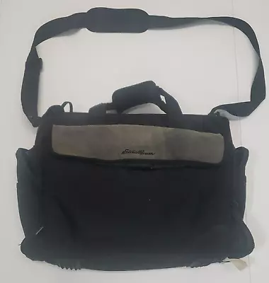 Eddie Bauer Travel Carry On Duffle Bag Shoulder Strap Black Leather Accents • $28.39