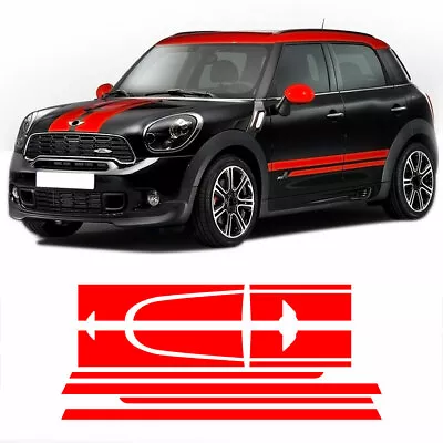 Red Decal Sticker Stripe Kit For Mini Countryman Cooper S Hood Side Trunk JCW • $49.30