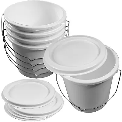 £5.35 • Buy Plastic Buckets Tubs Paint Kettle & Lids + Handle For Paint Craft Container Pot