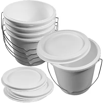 Plastic Buckets Tubs Paint Kettle & Lids + Handle For Paint Craft Container Pot • £24.98