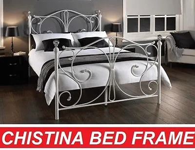 $289 • Buy Classical Christina King Single Double Queen King Size White Metal Bed Frame