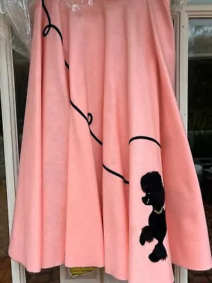 Vintage 1988 Custom Made 1950's Style Classic Pink/Black Felt Poodle Skirt • $59.99