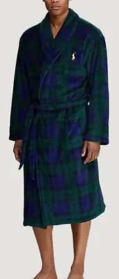 Polo Ralph Lauren Men's Sleepwear Robe Green Blue Plaid Size L/XL P297RL-4MR • $59.99