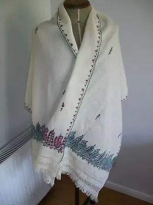 Large & Beautiful Hand Made & Embroidered Vintage Shawl • $1.23