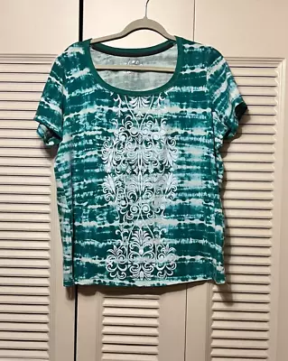 Made For Life Womens Short Sleeve T -Shirt Tie Dye Print Top Size XL • $10.99