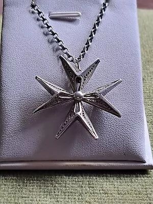 Vintage Silver Maltese Cross Pendant Necklace • £25