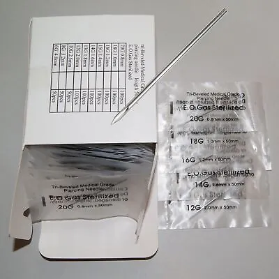 100 Piercing Needles Gauge Hollow Point Tri Beveled • $14.99