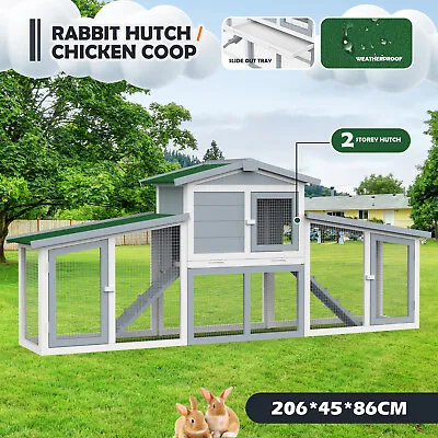 Advwin Rabbit Hutch Chicken Coop 206cm Large Outdoor Pet House Waterproof Cage • $169.90
