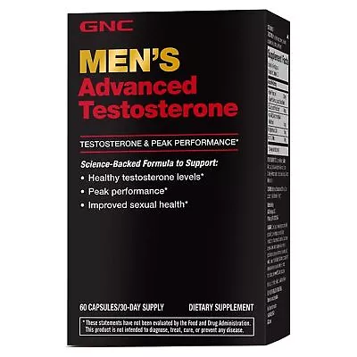GNC Men's Advanced Testosterone 60 Capsules Supports Healthy Testosterone Leve • $19.98