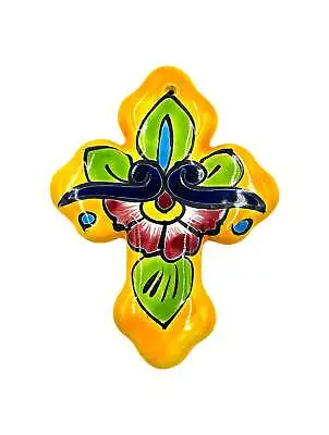 Mexican Talavera Wall Cross 6  Yellow Trim • $20.99