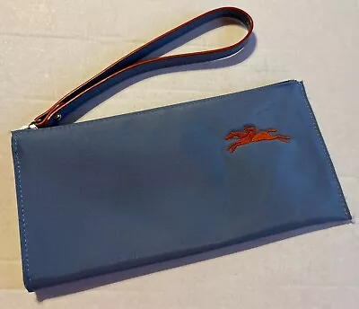 Longchamp Le Pliage  Cosmetic Case Flat Nylon Wristlet Blue Mist • $40