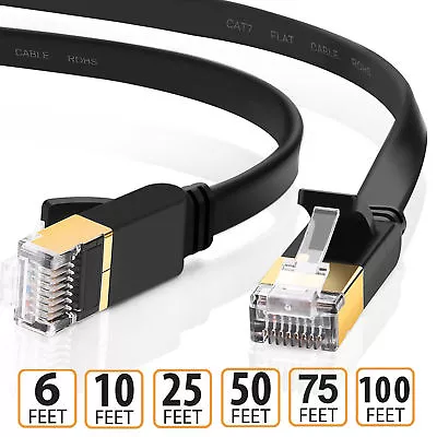 LAN Ethernet Network Cable CAT 7 10Gbps RJ45 2m 3m 15m 25m 30m Flat Patch Lead • $12.99