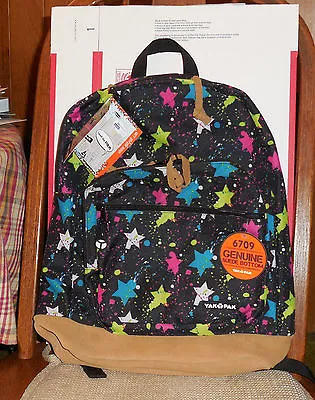 Yak Pak Genuine Suede Bottom Backpack - Black & Multi-Color Paint Splatter Stars • $15