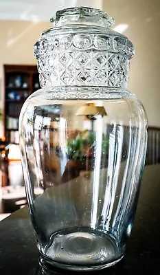 Antique Tiffin Dakota Round Glass Apothecary Candy Jar 12 1/4  Tall (Wrong Lid) • $50