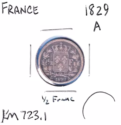 1829A France 1/2 Franc (KM-723.1)  .0723 ASW Silver!!! • $30