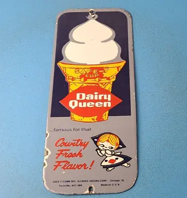 Vintage Dairy Queen Porcelain Ice Cream Milk Drive Thru General Store Dq Sign • $135.37