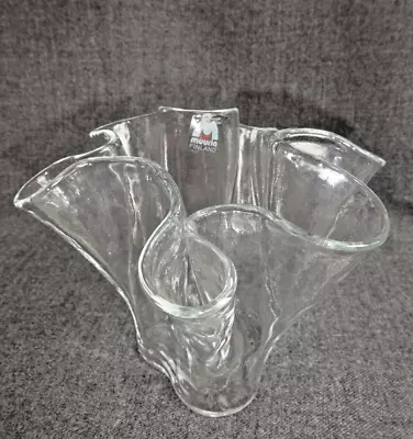 Vintage MCM Muurla Finland Small Ruffle Handkerchief Vase 4  Hand Blown Glass • $24.99