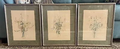 Mary Lou Goertzen Framed Botanical Watercolor Art Prints Lot Of 3 • $48.86