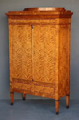 $4850 • Buy Rare Antique Art Deco Blonde Birch Sideboard Tall Cabinet Swedish Bookcase 1920s