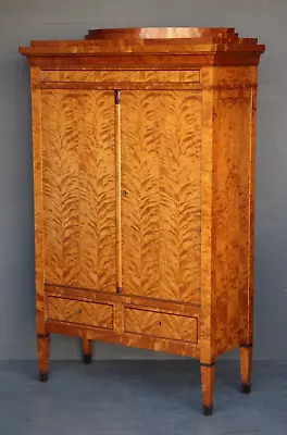 $4850 • Buy Rare Antique Art Deco Blonde Birch Sideboard Tall Cabinet Swedish Bookcase 1920s