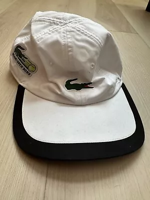 Lacoste Semi-Fancy Brim Logo Cap Adjustable Strap - White/Black Brim • $15