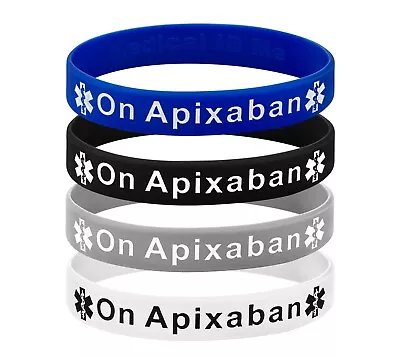 (X2) On Apixaban Medical Alert Wristband Bracelet Blood Clot ID Silicone UK • £3.99