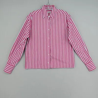 Vintage Maus & Hoffman Shirt Womens 8-10 Pink Stripe Long Sleeve Switzerland • $34.99
