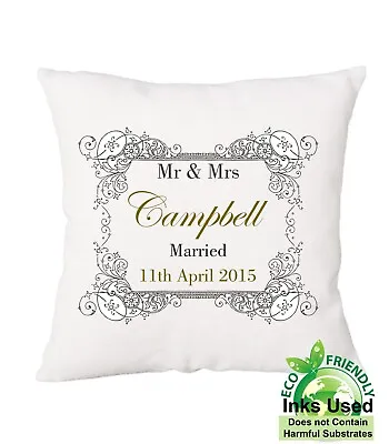 Mr Mrs Wedding 2nd Anniversary Keepsake Personalised Cushion Canvas Cotton Gift • £20.50