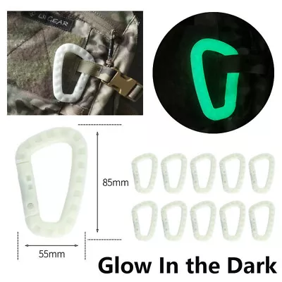 Glow Buckle Key Chain D-Ring Snap Plastic Clip Hook Outdoor Carabiner Camping • $22.39