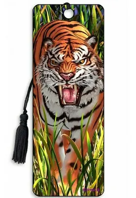 3D Bookmark Angry Tiger Jungle Big Cats Animal Lover Gift Him Her Man Woman Kids • £4.49