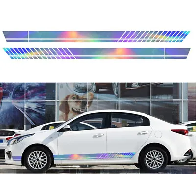 $16.10 • Buy 2Pcs Car Long Stripe Vinyl Colorful Sticker Racing Side Body Door Graphics Decal