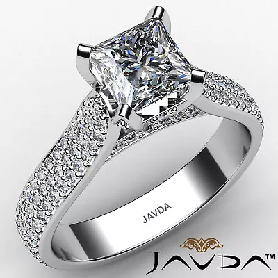 Princess Diamond Engagement Micro Pave Ring GIA E Color & SI1 Clarity 1.95 Ctw • $3718
