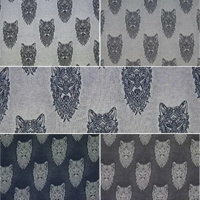 £6.90 • Buy Cotton Elastane Jersey Stretch Fabric Wolf Wolves Knit Animals Wild