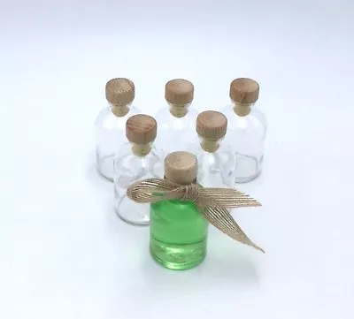 £4.50 • Buy Small Mini 50ml Glass Bottles - Cork/Wood Tops - Packs 50-150 - Wedding Favours 