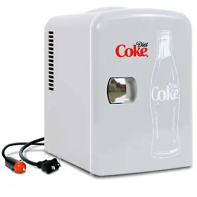 Diet Coke 4L Mini Fridge W/ 12V DC And 110V AC Cords 6 Can Portable Cooler • $26.60