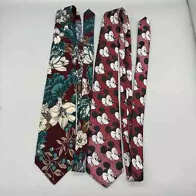 Vintage Cervantes Tie Mickey Mouse Christmas Ties Walt Disney Set Of 2 56-57” • $12