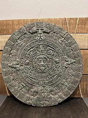 Mayan Aztec Sun Calendar-Crush Malachite Stone-Mexican Wall Hanging Art 11.5” • $27