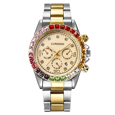 £11.99 • Buy ​Luxury Mens Diamond HIP HOP Watches Stainless Steel Calendar Quartz Wrist Watch