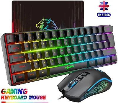 £20.18 • Buy Wired Gaming Keyboard And Mouse And Mat RGB LED USB For PC Laptop Mac PS4 Xbox 1