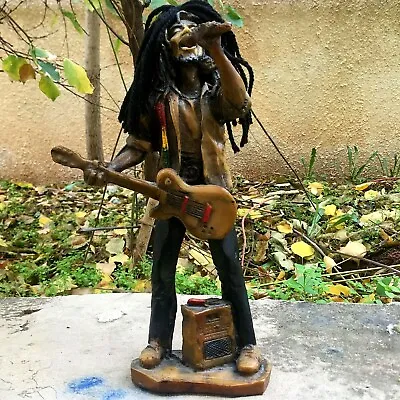 Masterpiece Bob Marley Sculpture Handmade Rasta With The Acoustic Folk Art  • £201.06