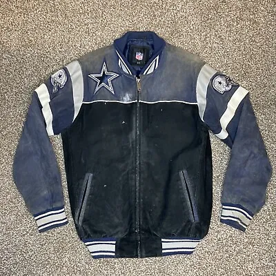 NFL Brand Dallas Cowboys Suede Jacket Distressed Mens Small Read  • $14.99