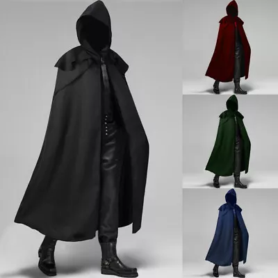 Medieval Monk's Cloak Gothic Long Hooded Cape Halloween Cosplay Costume Unisex • $43