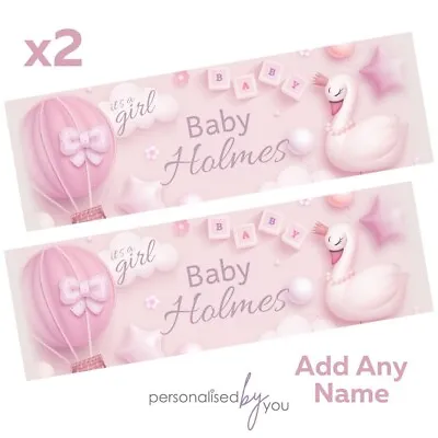 2x Personalised BABY NAME Its A Girl Banners LARGE Party Poster Balloon Blocks • £5.95