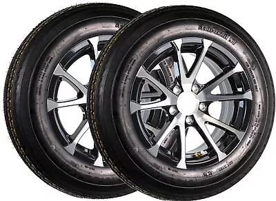 2-Pack Trailer Tire On Aluminum Rim 4.80-12 480-12 LRC 5 Lug Black T07 Wheel • $155.97